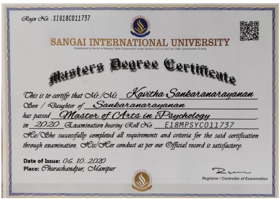 Master of Arts in Psychology